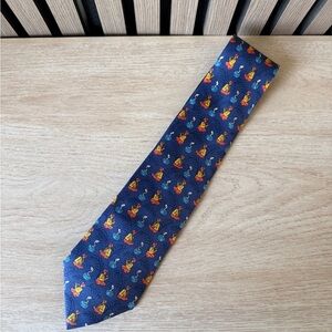 Hermes Blue Tie with Multicolor Pattern